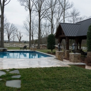 113. Silver Travertine patio with outdoor pavalion
